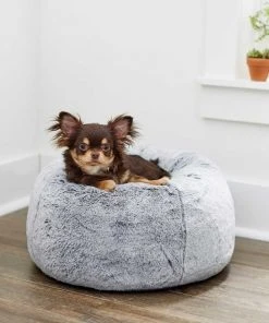 Frisco Plush Pouf Pillow Bed, Large + Marble Print Stainless Steel Double Elevated Dog Bowl, 3 Cups, Gold Stand -Frisco Sales 2024 303534 PT4. SY630 V1625176786