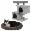 Frisco Self Warming Bolster Round Bed, Gray + 33-in Faux Fur Cat Tree & Condo, Gray -Frisco Sales 2024 303574 MAIN. SY630 V1623036151