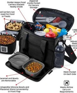 Mobile Dog Gear||Frisco Mobile Dog Gear Week Away Tote Travel Bag, Black, Medium/Large + Frisco Hypoallergenic Grooming Wipes with Aloe for Dogs & Cats, Unscented, 50 count -Frisco Sales 2024 303696 PT2. SY630 V1623068247