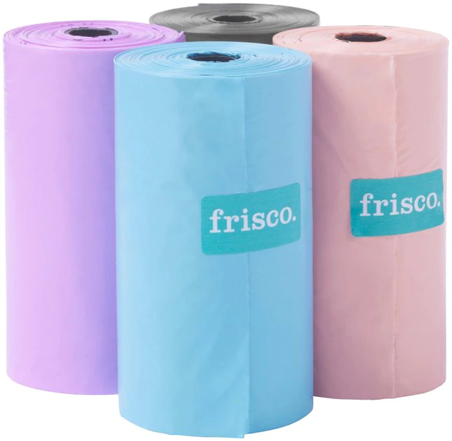 Frisco Dog Poop Bag Solid Assortment in Teal Blue, Violet, Gray, & Coral 3 Frisco Dog Poop Bag Solid Assortment in Teal Blue, Violet, Gray, & Coral