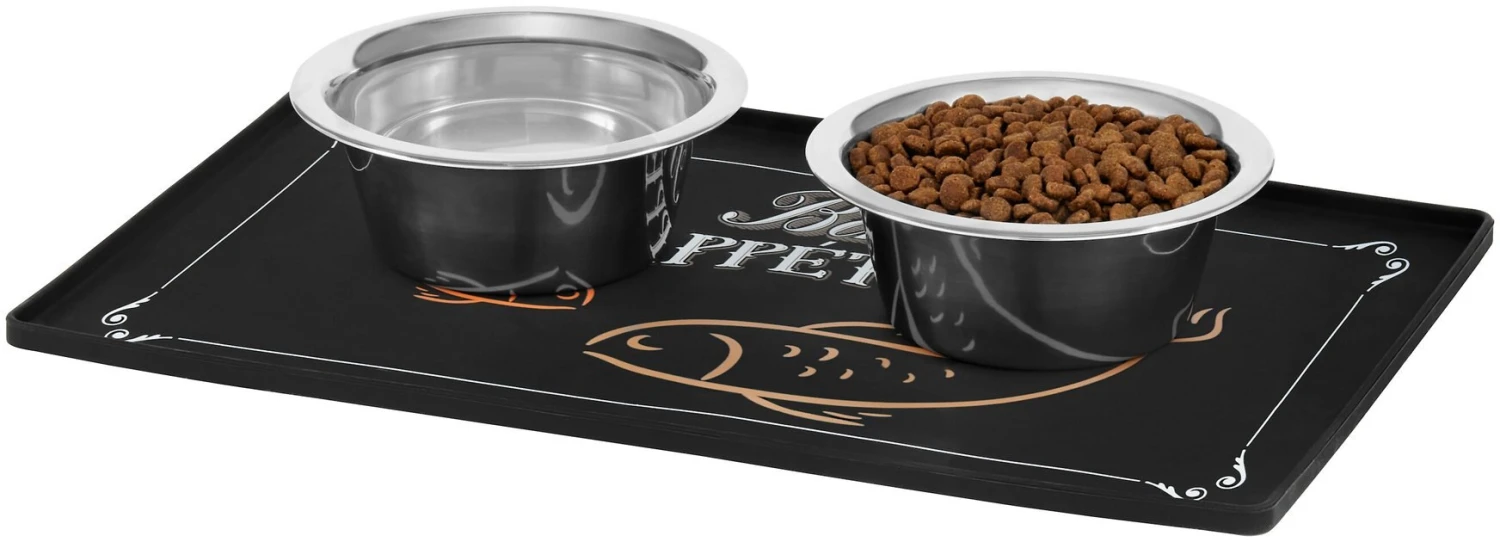 Frisco Silicone Fish Print Dog & Cat Food Mat, Black 7 Frisco Silicone Fish Print Dog & Cat Food Mat, Black - Image 5