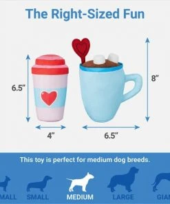 Frisco Coffee for Two Ballistic Nylon Plush Squeaky Dog Toy, 2 count -Frisco Sales 2024 312897 PT1. SY630 V1640284906