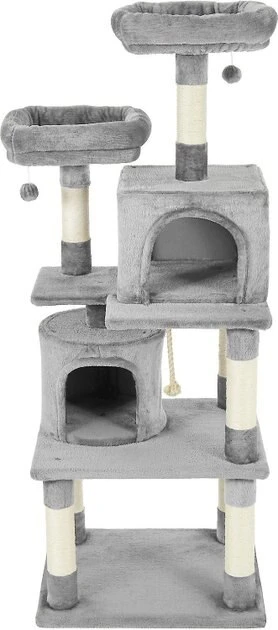 Frisco 61-in Faux Fur Tree & Condo, Gray + 38-in Cat Tree & Condo, Top Perch & Toy, Gray 4 Frisco 61-in Faux Fur Tree & Condo, Gray + 38-in Cat Tree & Condo, Top Perch & Toy, Gray - Image 2