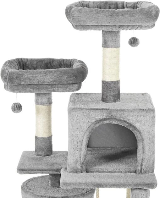Frisco 61-in Faux Fur Tree & Condo, Gray + 38-in Cat Tree & Condo, Top Perch & Toy, Gray 6 Frisco 61-in Faux Fur Tree & Condo, Gray + 38-in Cat Tree & Condo, Top Perch & Toy, Gray - Image 4