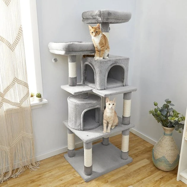 Frisco 61-in Faux Fur Tree & Condo, Gray + 38-in Cat Tree & Condo, Top Perch & Toy, Gray 7 Frisco 61-in Faux Fur Tree & Condo, Gray + 38-in Cat Tree & Condo, Top Perch & Toy, Gray - Image 5