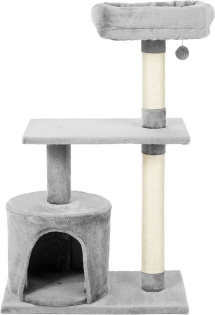 Frisco 61-in Faux Fur Tree & Condo, Gray + 38-in Cat Tree & Condo, Top Perch & Toy, Gray 8 Frisco 61-in Faux Fur Tree & Condo, Gray + 38-in Cat Tree & Condo, Top Perch & Toy, Gray - Image 6