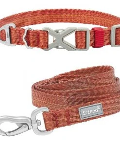 Frisco Outdoor Heathered Nylon Collar, Flamepoint Orange, Small - Neck: 10-14-in, Width: 5/8-in + Dog Leash, Flamepoint Orange, Small - Length: 6-ft, Width: 5/8-in
