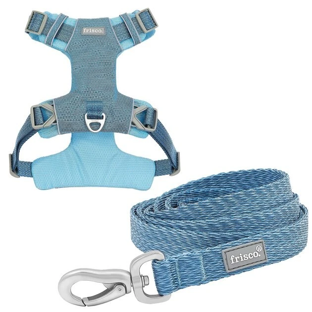 Frisco Outdoor Lightweight Ripstop Nylon Harness, River Blue, Extra Large, Neck: 22 to 34-in, Girth: 32 to 44-in + Heathered Dog Leash, River Blue, Large - Length: 6-ft, Width: 1-in 3 Frisco Outdoor Lightweight Ripstop Nylon Harness, River Blue, Extra Large, Neck: 22 to 34-in, Girth: 32 to 44-in + Heathered Dog Leash, River Blue, Large - Length: 6-ft, Width: 1-in