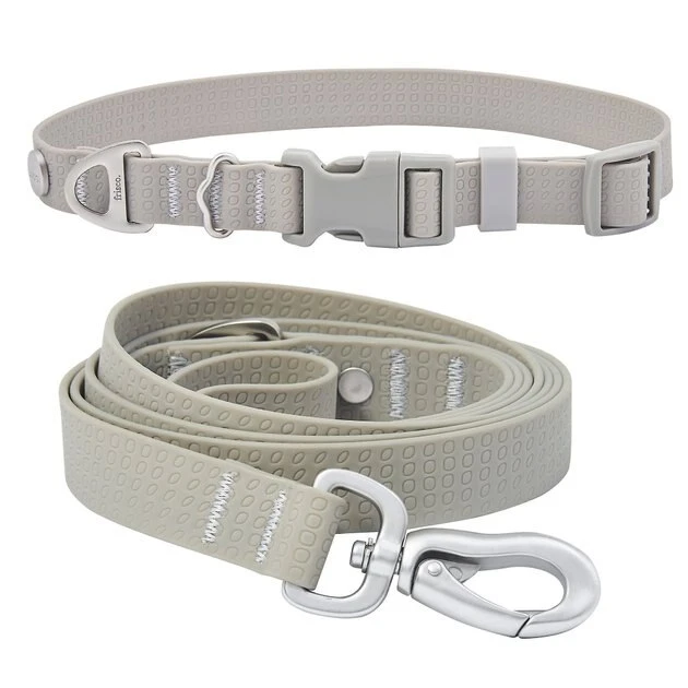 Frisco Outdoor Solid Textured Waterproof Stink Proof PVC Collar, Storm Gray, Extra Small - Neck: 8-12-in, Width: 5/8th-in + Dog Leash, Storm Gray, Small - Length: 6-ft, Width: 5/8-in 3 Frisco Outdoor Solid Textured Waterproof Stink Proof PVC Collar, Storm Gray, Extra Small - Neck: 8-12-in, Width: 5/8th-in + Dog Leash, Storm Gray, Small - Length: 6-ft, Width: 5/8-in