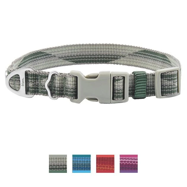 Frisco Outdoor Woven Jacquard Nylon Dog Collar, Forest Green, Large, Neck: 18 -26-in, Width: 1-in + Ultra Reflective Rope Leash With Padded Handle, Stone Gray, 6 - ft 4 Frisco Outdoor Woven Jacquard Nylon Dog Collar, Forest Green, Large, Neck: 18 -26-in, Width: 1-in + Ultra Reflective Rope Leash With Padded Handle, Stone Gray, 6 - ft - Image 2