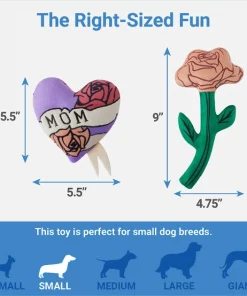 Frisco Mother's Day Rose & Heart Plush Squeaky Dog Toy, 2 count -Frisco Sales 2024 327033 PT1. SY630 V1647618087
