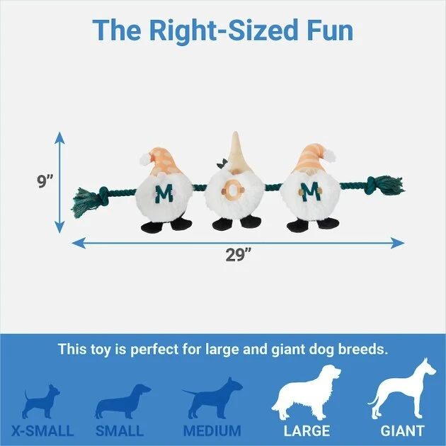 Frisco Mother's Day Gnomes Plush with Rope Squeaky Dog Toy 4 Frisco Mother's Day Gnomes Plush with Rope Squeaky Dog Toy - Image 2