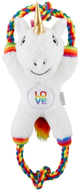 Frisco Pride Love Unicorn Plush with Rope Squeaky Dog Toy 3 Frisco Pride Love Unicorn Plush with Rope Squeaky Dog Toy