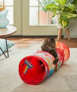 Frisco Pride Tie Dye Foldable Play Tunnel Cat Toy with Catnip