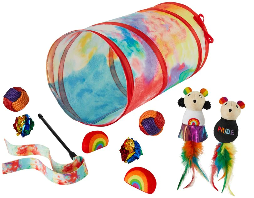 Frisco Pride Plush, Teaser, Ball, Tunnel Variety Pack Cat Toy with Catnip, 10 count 3 Frisco Pride Plush, Teaser, Ball, Tunnel Variety Pack Cat Toy with Catnip, 10 count