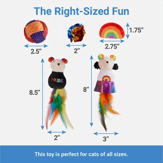 Frisco Pride Plush, Teaser, Ball, Tunnel Variety Pack Cat Toy with Catnip, 10 count 5 Frisco Pride Plush, Teaser, Ball, Tunnel Variety Pack Cat Toy with Catnip, 10 count - Image 3